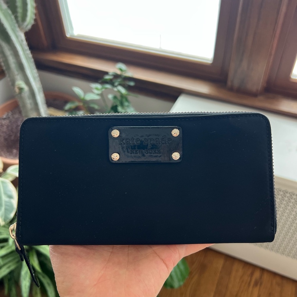 Kate Spade Nylon Zip Wallet in Black